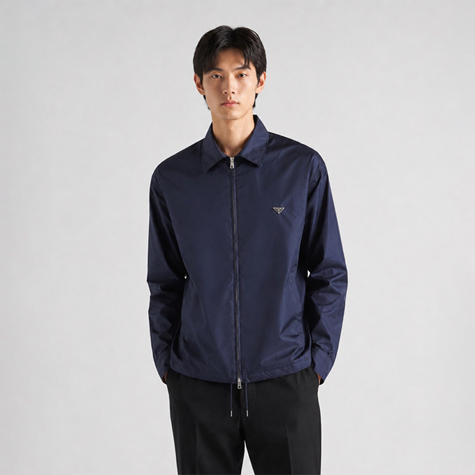 prada triangle logo zip‑up shirt jacket